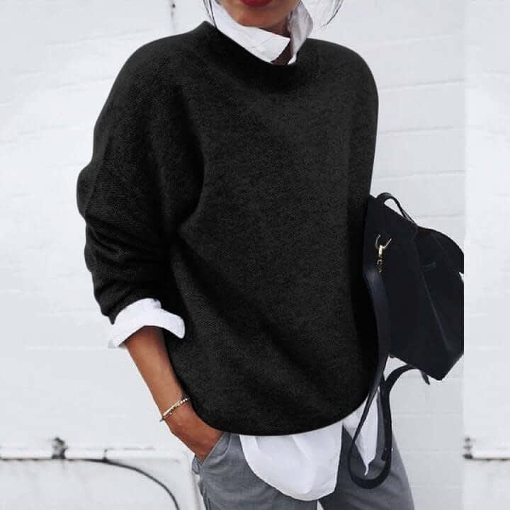 Women's Oversized Mock Neck Sweater | Nerine_5