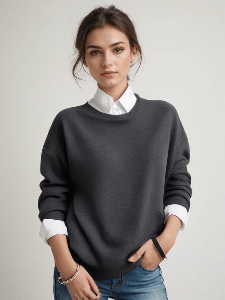 Women's Oversized Mock Neck Sweater | Nerine_6