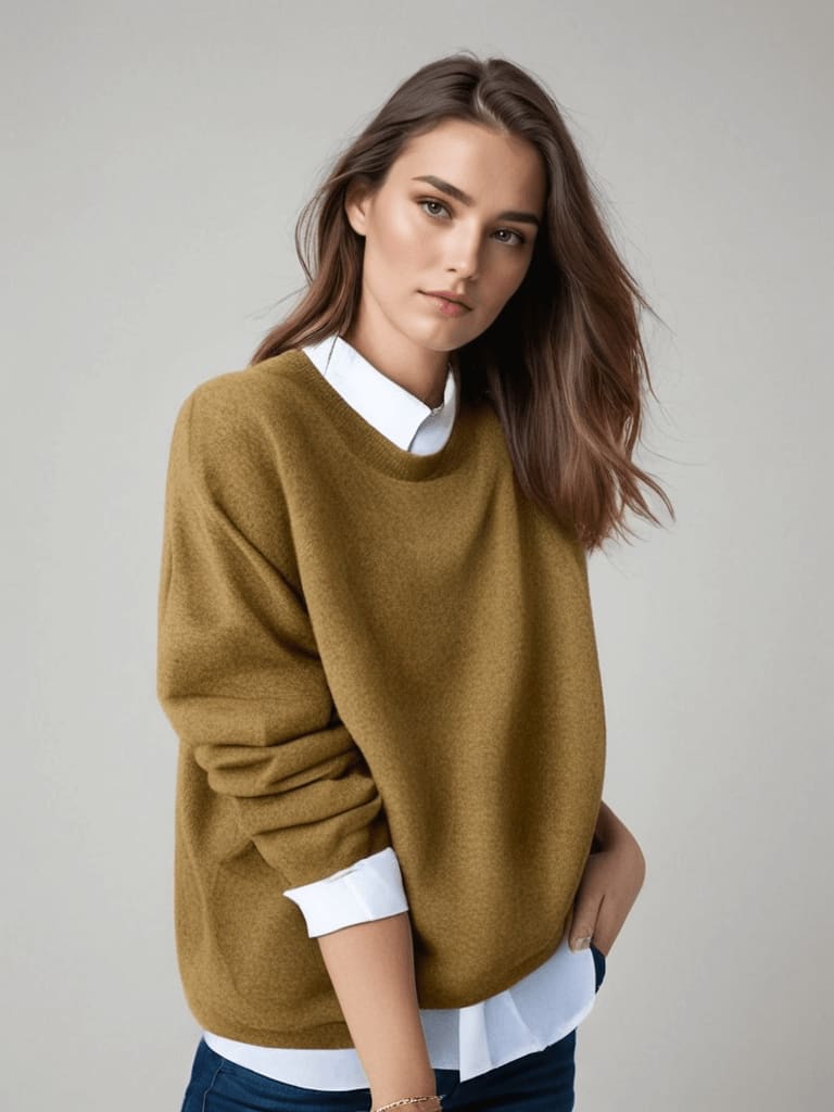 Women's Oversized Mock Neck Sweater | Nerine_7