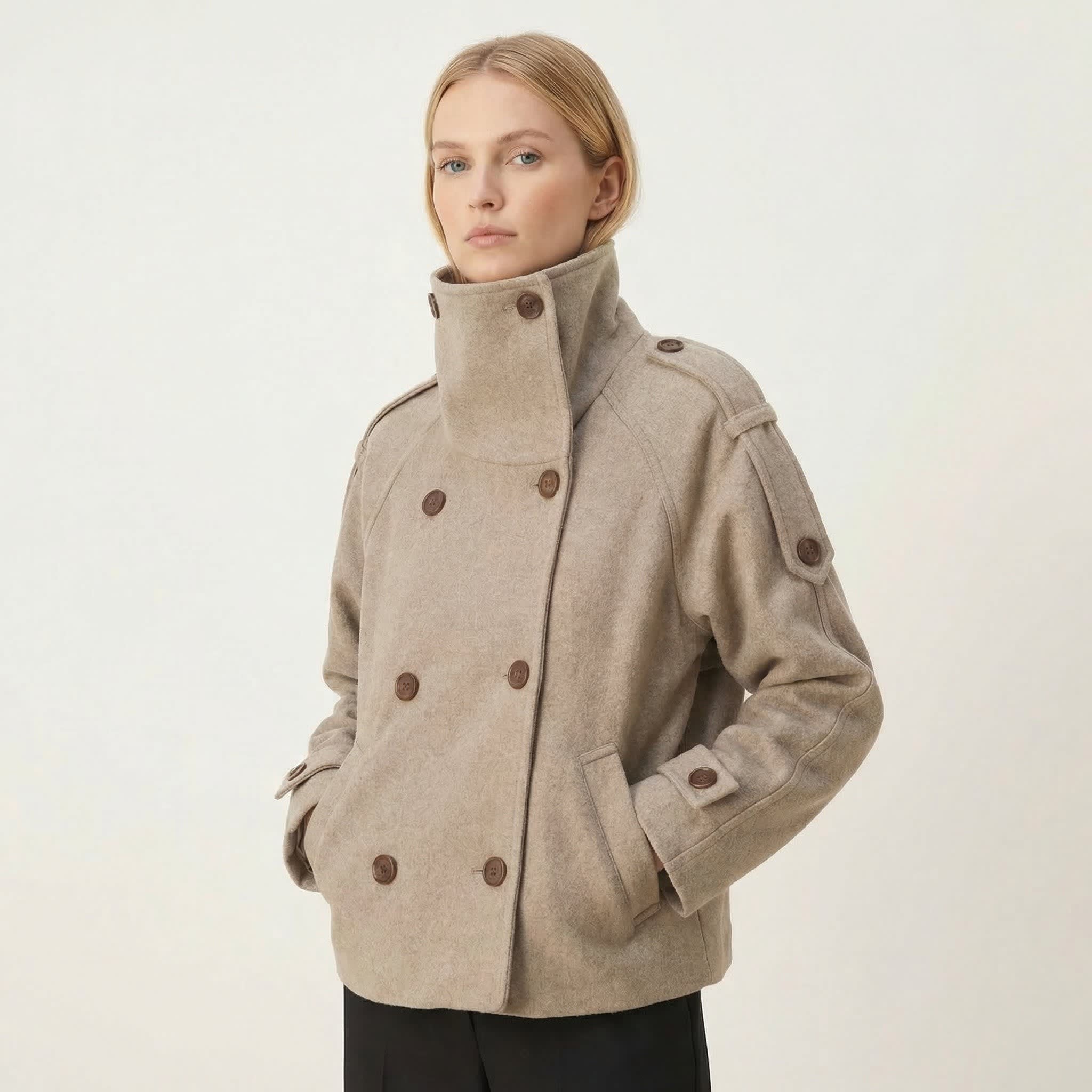 Women's Double Breasted Wool Blend Jacket | Maribel_1