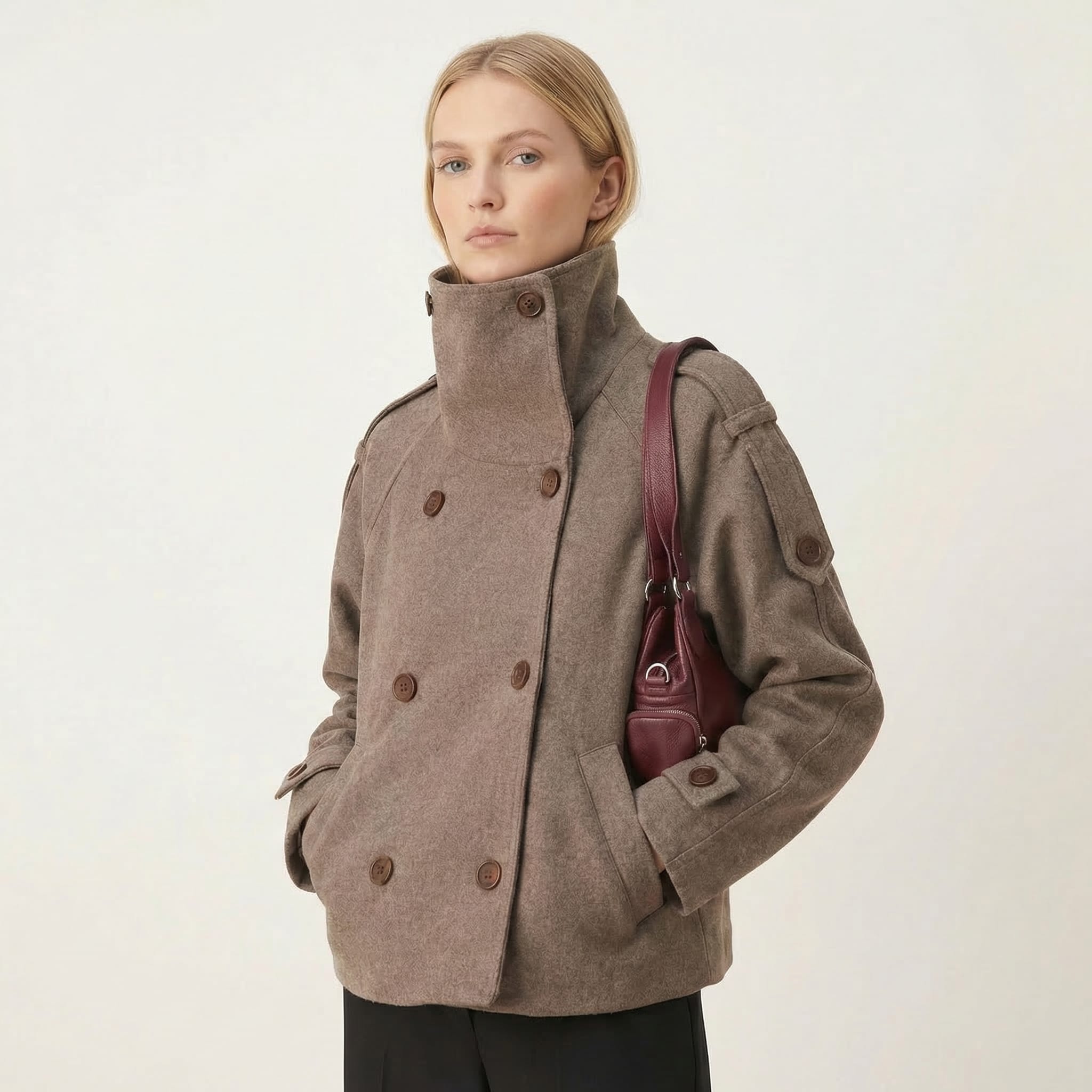 Women's Double Breasted Wool Blend Jacket | Maribel_2