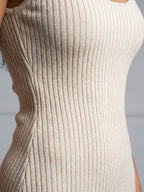 Women's Sleeveless Ribbed Knit Midi Dress | Leonora_2