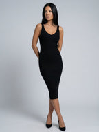 Women's Sleeveless Ribbed Knit Midi Dress | Leonora_8