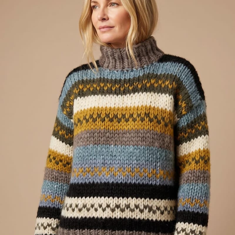Women's Chunky Fair Isle Turtleneck Sweater | Cliveden_1