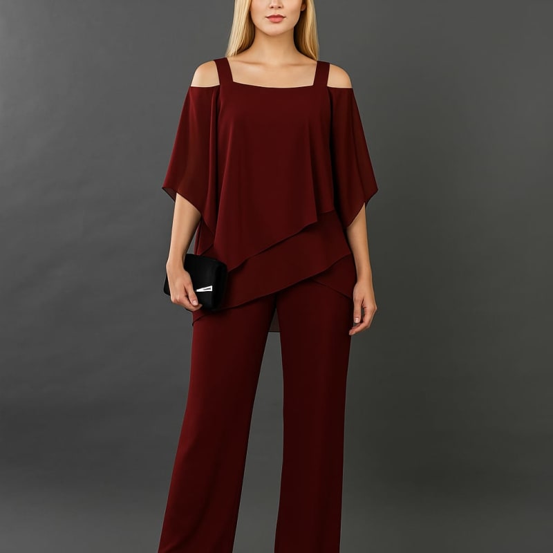 Women's Cold Shoulder Evening Pant Set | Ophelia_1