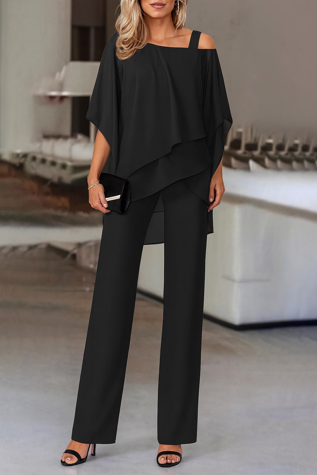 Women's Cold Shoulder Evening Pant Set | Ophelia_2