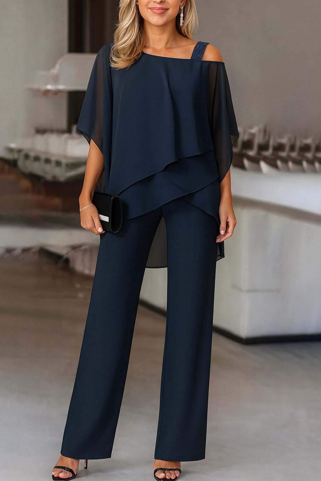 Women's Cold Shoulder Evening Pant Set | Ophelia_5