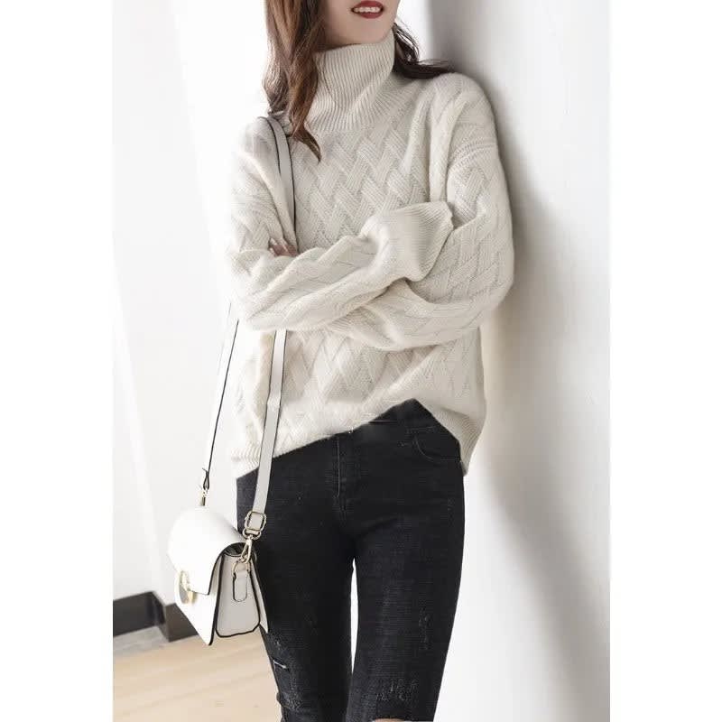 Women's Textured Knit Turtleneck Sweater | Carys_2