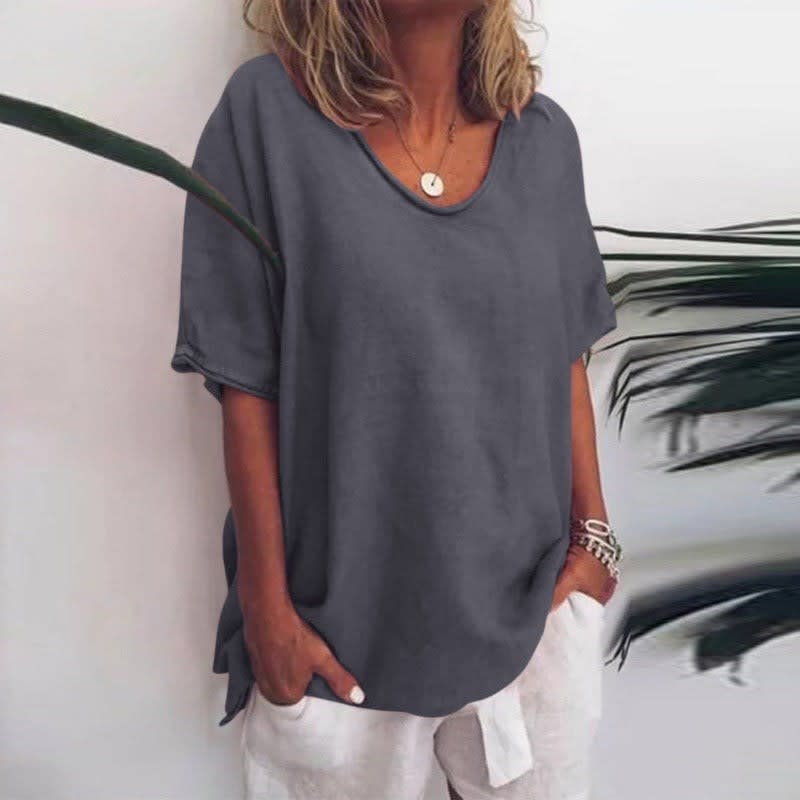 Women's Relaxed Fit Linen T-Shirt | Averill_1