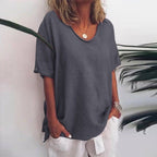 Women's Relaxed Fit Linen T-Shirt | Averill_1