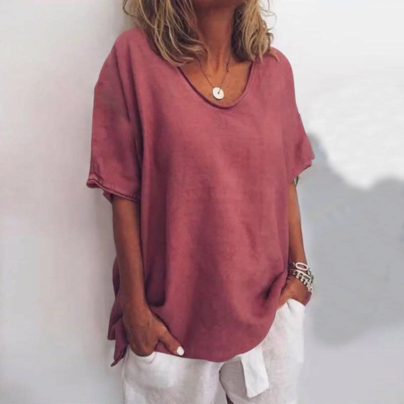 Women's Relaxed Fit Linen T-Shirt | Averill_4
