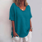 Women's Relaxed Fit Linen T-Shirt | Averill_5