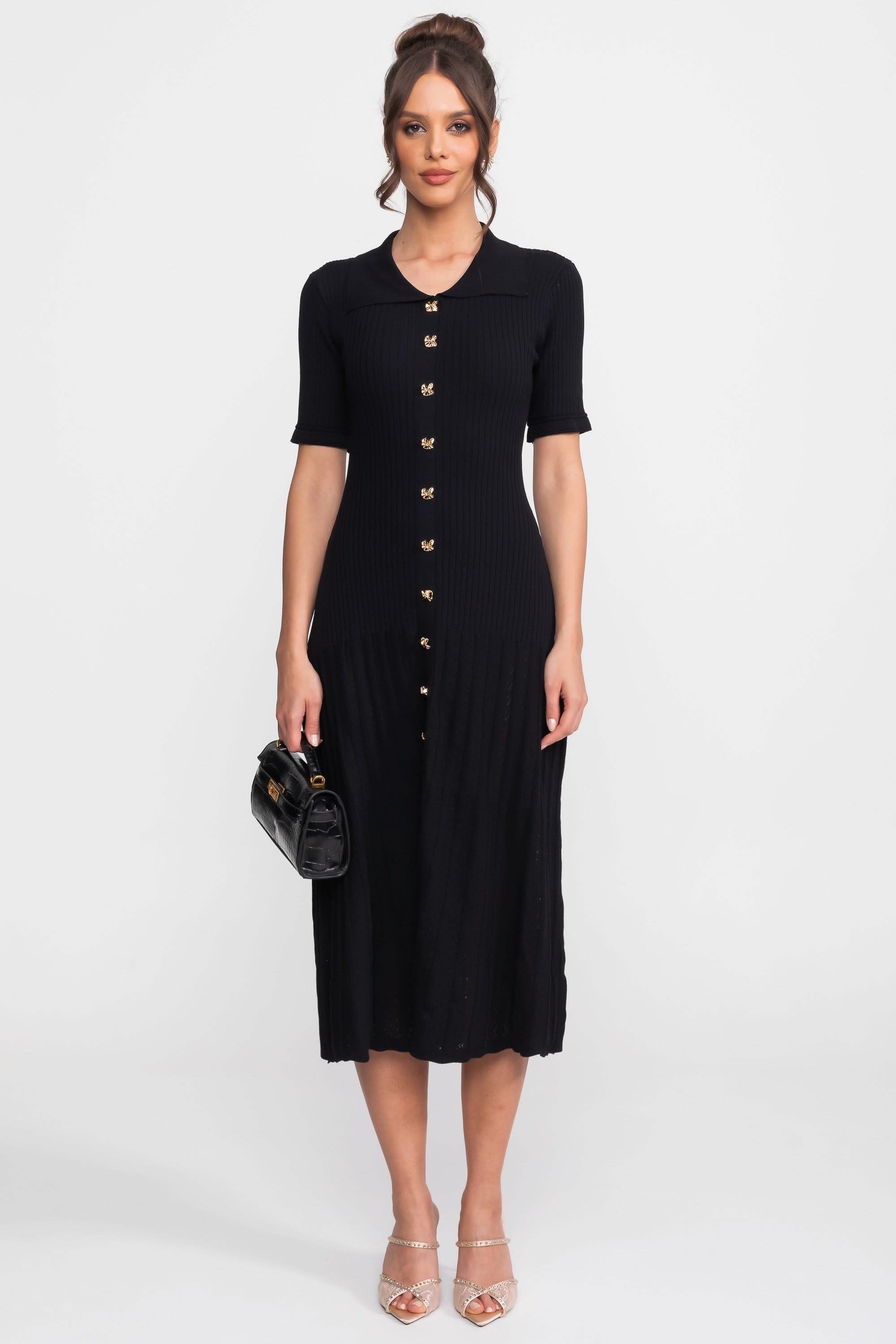 Women's Ribbed Cotton Blend Midi Dress | Sylvana_2