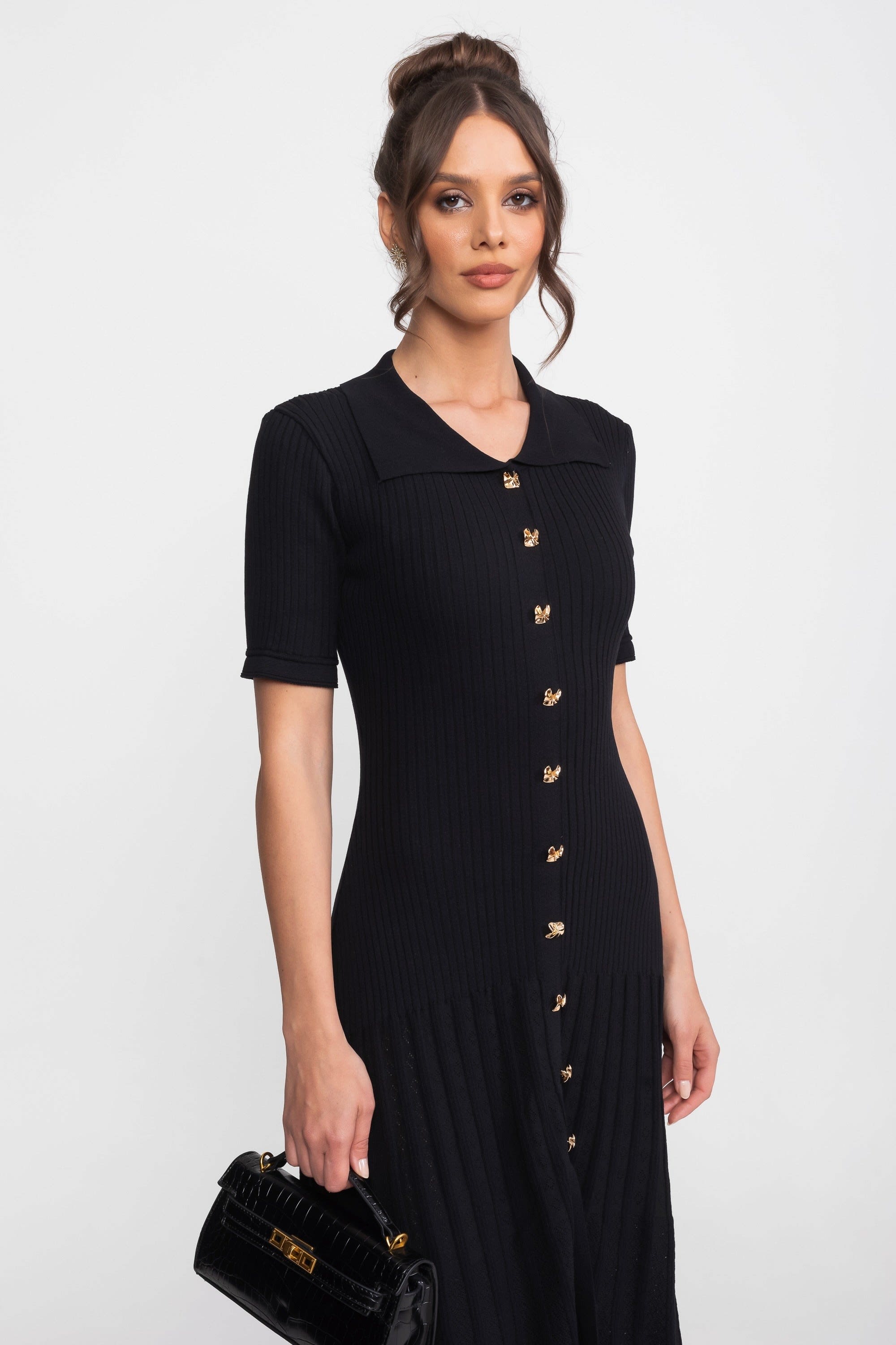 Women's Ribbed Cotton Blend Midi Dress | Sylvana_3