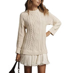 Women's Cable Knit Pleated Sweater Dress | Hallaton_1
