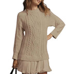 Women's Cable Knit Pleated Sweater Dress | Hallaton_7