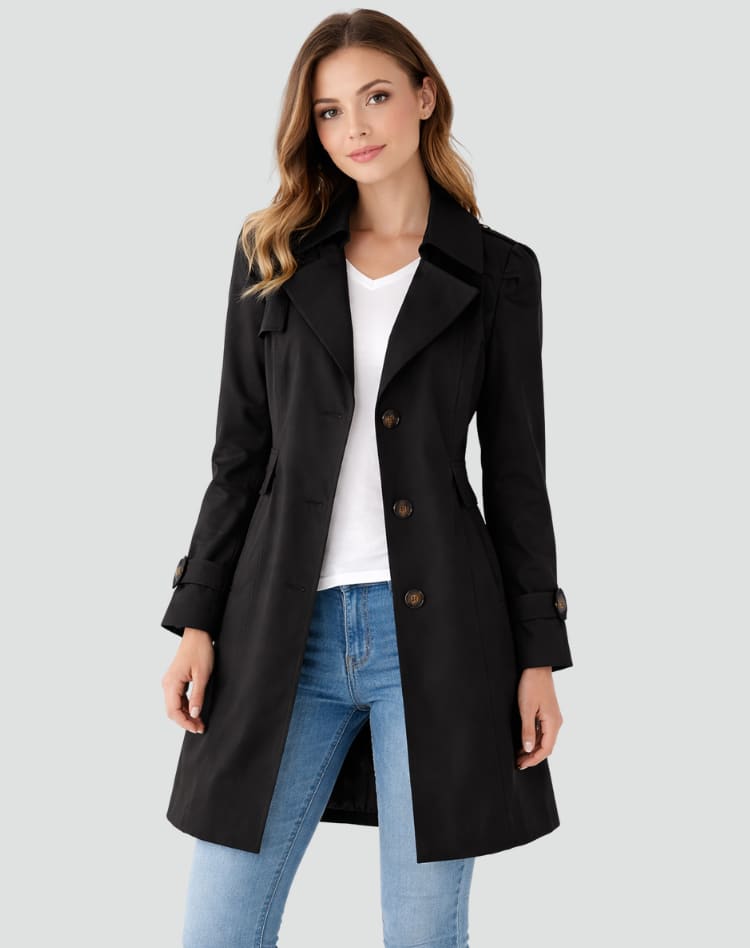 Women's Slim Fit Lightweight Trench Coat | Norah_4