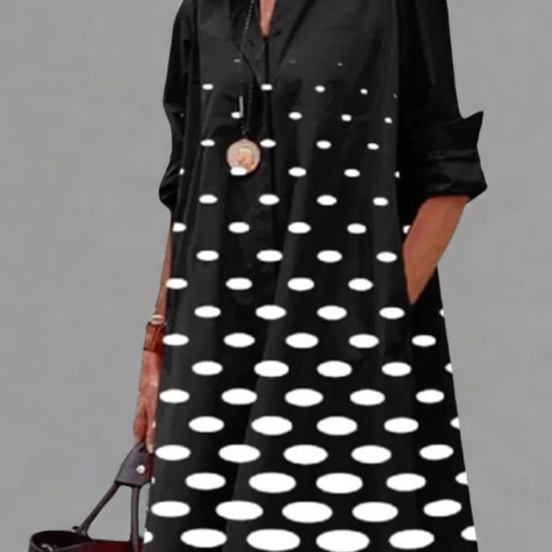 Women's Polka Dot Shirt Dress | Theodora_1