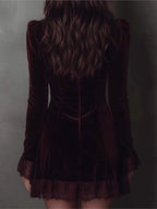 Women's Lace Trim Velvet Mini Dress | Blakeney_5