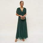 Women's V Neck Ruched Waist Maxi Dress | Lambourn_1