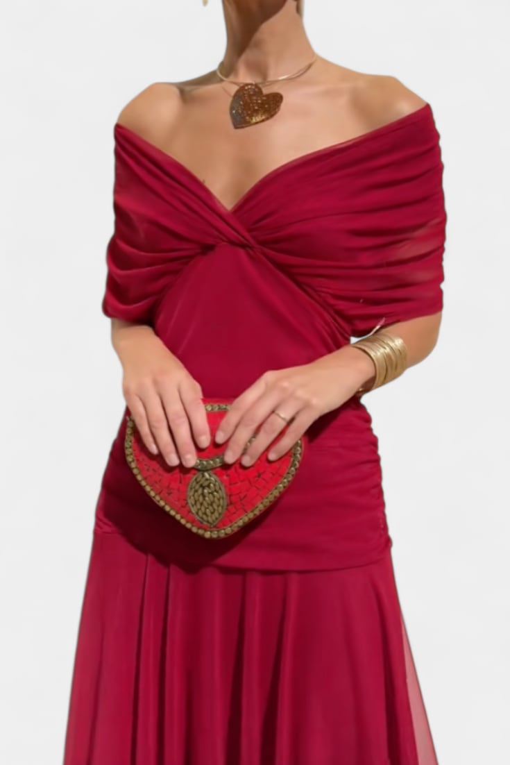Women's V Neck Ruched Waist Maxi Dress | Lambourn_11