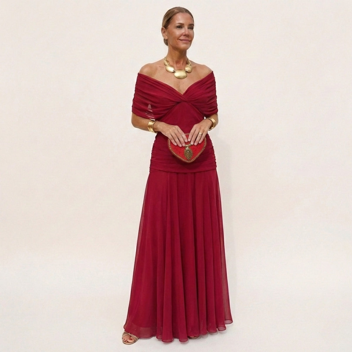 Women's V Neck Ruched Waist Maxi Dress | Lambourn_5