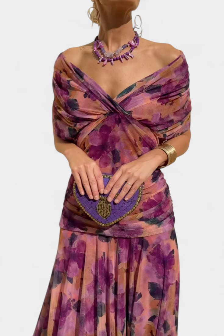 Women's V Neck Ruched Waist Maxi Dress | Lambourn_8