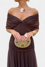 Women's V Neck Ruched Waist Maxi Dress | Lambourn_9