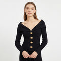 Women's Gold Button Ribbed Cardigan | Georgiana_1