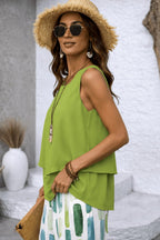 Women's Sleeveless Top and Printed Wide Leg Pants Set | Harewood_4