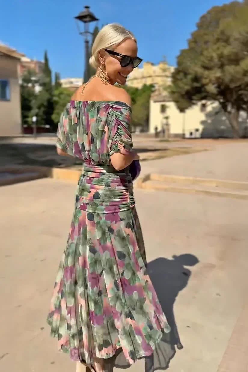 Women's Draped V-Neck Maxi Dress | Fennimore_12