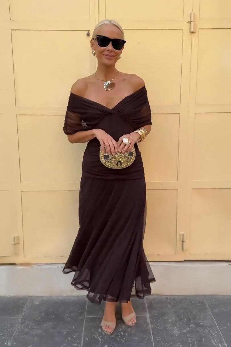 Women's Draped V-Neck Maxi Dress | Fennimore_6