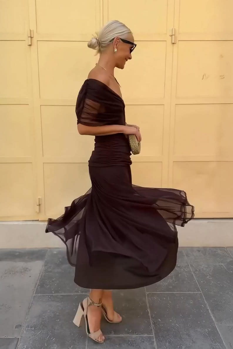 Women's Draped V-Neck Maxi Dress | Fennimore_7