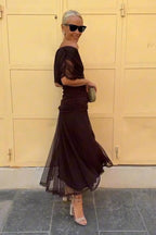 Women's Draped V-Neck Maxi Dress | Fennimore_8