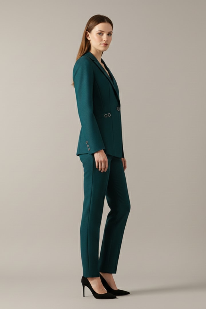 Women's One Button Blazer Two Piece Set | Myfanwy_3