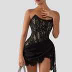Women's Strapless Lace Mini Dress | Cheriton_1