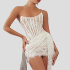 Women's Strapless Lace Mini Dress | Cheriton_2
