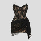 Women's Strapless Lace Mini Dress | Cheriton_3