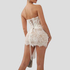 Women's Strapless Lace Mini Dress | Cheriton_7