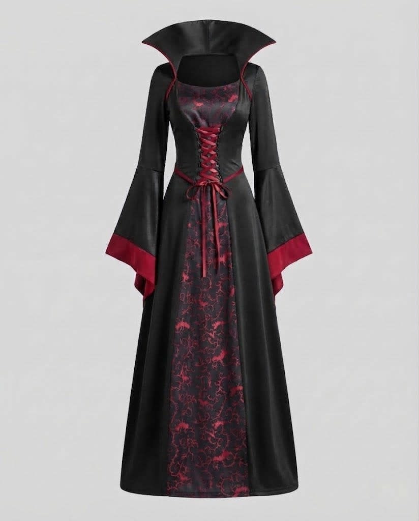 Women's High Collar Vampire Halloween Costume Dress | Linnet_5