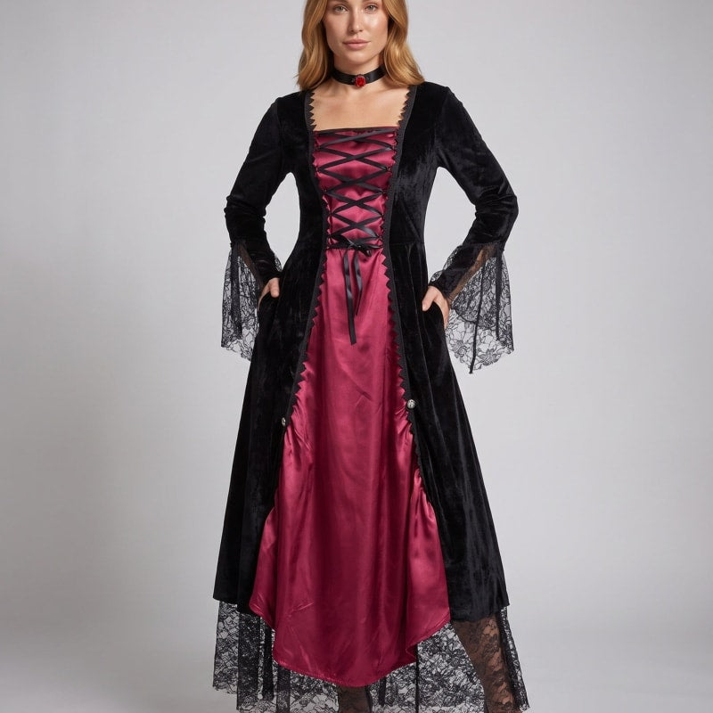 Women's Velvet Gothic Maxi Costume Dress | Dalbury_1