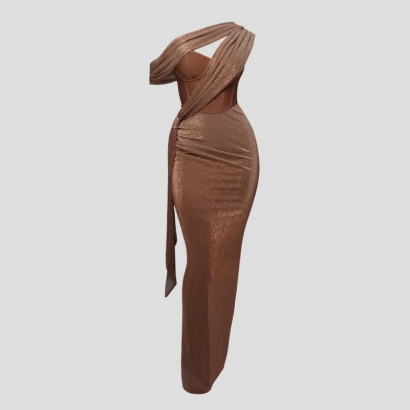 Women's One Shoulder Draped Maxi Dress | Calverley_1