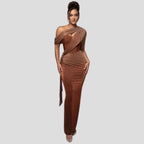 Women's One Shoulder Draped Maxi Dress | Calverley_2