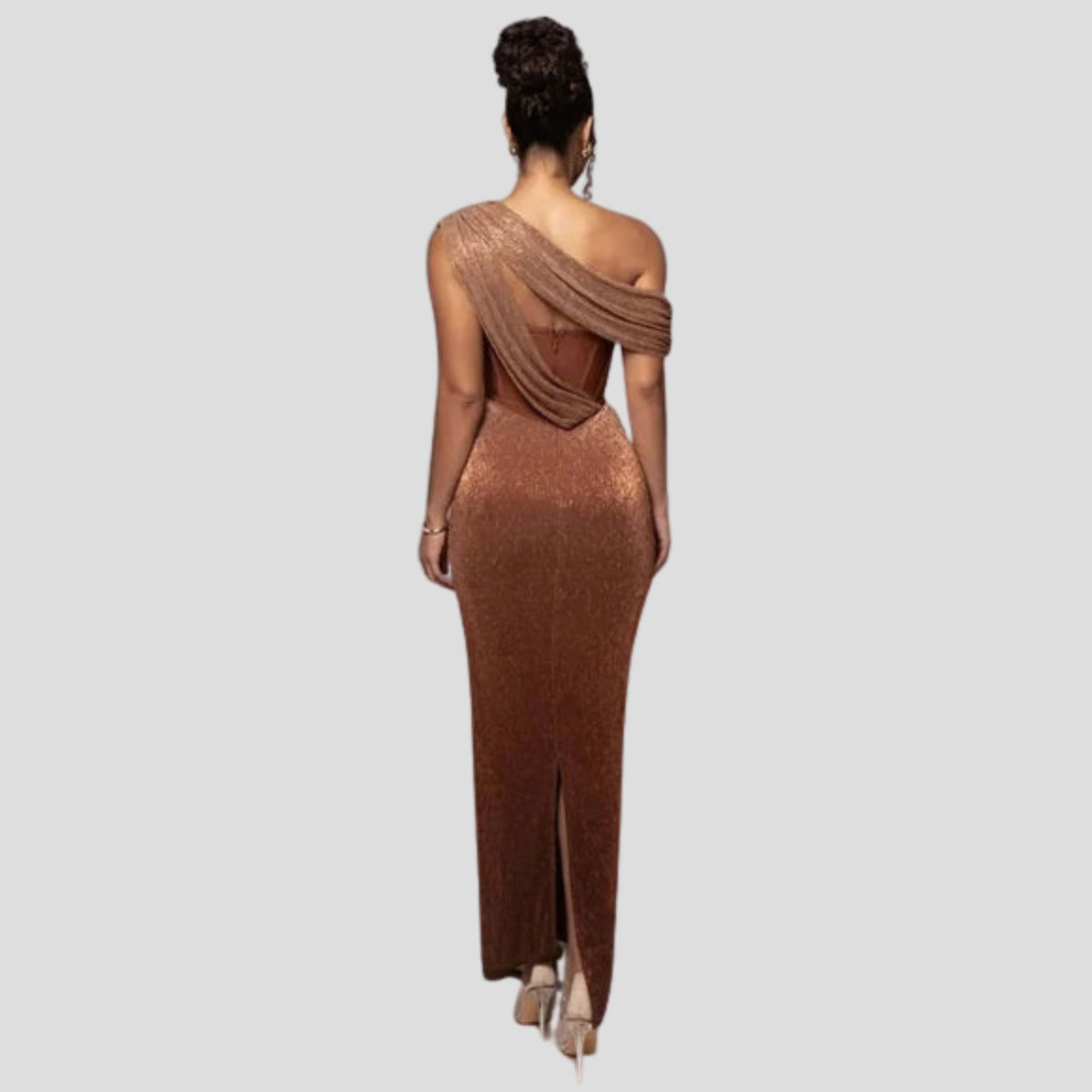 Women's One Shoulder Draped Maxi Dress | Calverley_6