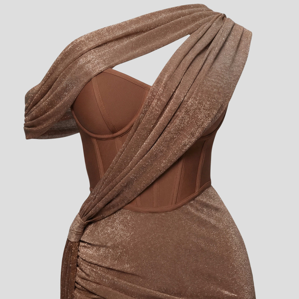 Women's One Shoulder Draped Maxi Dress | Calverley_7