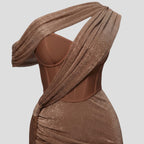 Women's One Shoulder Draped Maxi Dress | Calverley_7