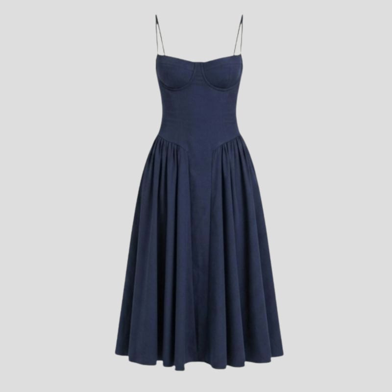 Women's Pleated Bustier Midi Dress | Carminow_1