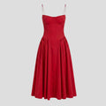 Women's Pleated Bustier Midi Dress | Carminow_2