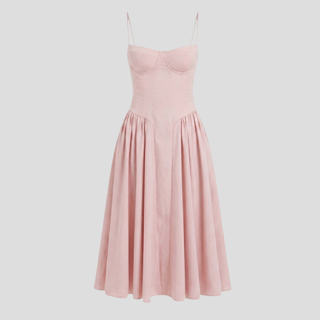 Women's Pleated Bustier Midi Dress | Carminow_3