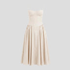Women's Pleated Bustier Midi Dress | Carminow_5